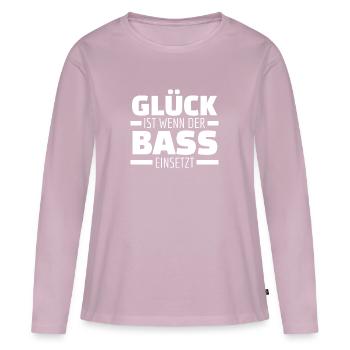 Glück ist wenn der Bass einsetzt! Techno Raver - Frauen Premium Bio Langarmshirt - Altrosa - Vorne - Julia (174cm)
