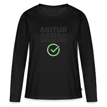 Abitur 2019 Abi Motto Proverbes Classe de remise des diplômes AK19 - T-shirt manches longues Premium bio Femme - noir - Devant - Julia (174cm)