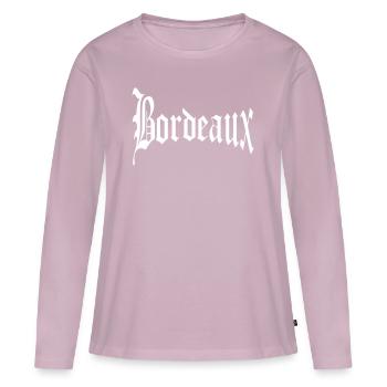 Bordeaux - T-shirt manches longues Premium bio Femme - rose poudré - Devant - Julia (174cm)