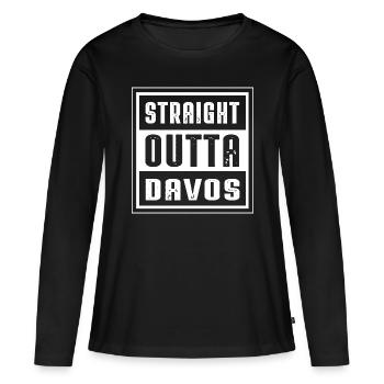 TOUT DROIT SORTI DE DAVOS - T-shirt manches longues Premium bio Femme - noir - Devant - Julia (174cm)