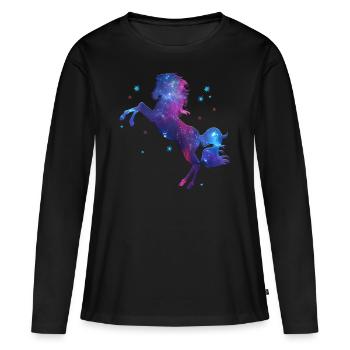 Space Horse, cosmos, universe, space, galaxy - T-shirt manches longues Premium bio Femme - noir - Devant - Julia (174cm)