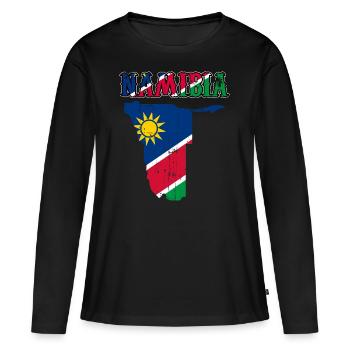 Namibia - Frauen Premium Bio Langarmshirt - Schwarz - Vorne - Julia (174cm)