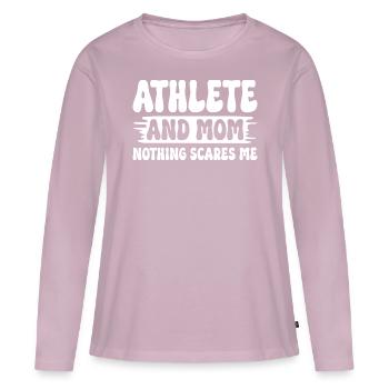 Sportlerin und Mama nichts macht mir Angst sportliche Mutter - Frauen Premium Bio Langarmshirt - Altrosa - Vorne - Julia (174cm)