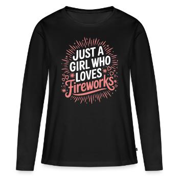Pyrotechnie Feux d’artifice Pyrotechnie - T-shirt manches longues Premium bio Femme - noir - Devant - Julia (174cm)