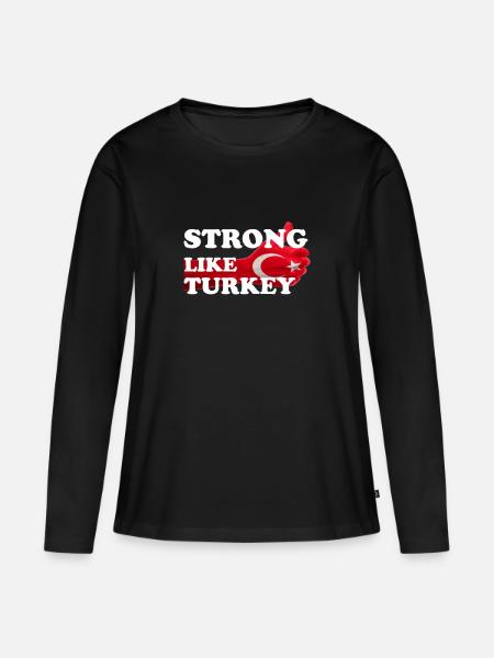 Stark wie die Türkei - Frauen Premium Bio Langarmshirt - Schwarz