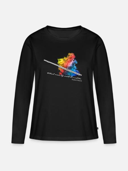 querflöte - Frauen Premium Bio Langarmshirt - Schwarz