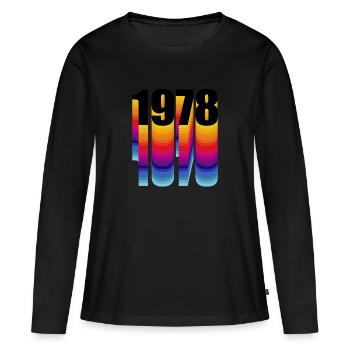 1978 année de naissance - T-shirt manches longues Premium bio Femme - noir - Devant - Julia (174cm)