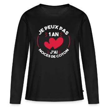 Je peux pas j'ai noces de coton - T-shirt manches longues Premium bio Femme - noir - Devant - Julia (174cm)
