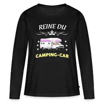 Reine du camping-car C'est Maman Mamie Tatie - T-shirt manches longues Premium bio Femme - noir - Devant - Julia (174cm)