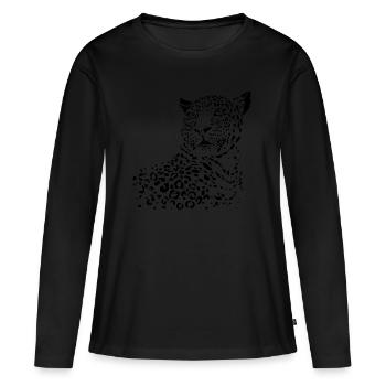 Watchful Leopard - Women's Premium Organic Long Sleeve Shirt - black - Front - Julia (174cm)