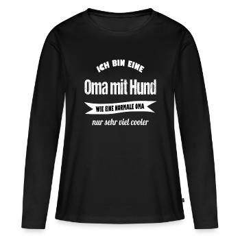 Oma mit Hund - Frauen Premium Bio Langarmshirt - Schwarz - Vorne - Julia (174cm)
