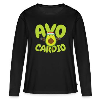 Avo Cardio - Avocat Fitness - T-shirt manches longues Premium bio Femme - noir - Devant - Julia (174cm)