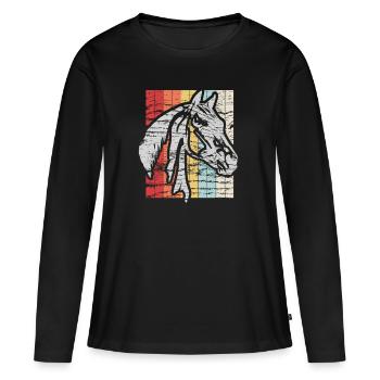 Cheval Hanovrien Idée Cadeau Equestre - T-shirt manches longues Premium bio Femme - noir - Devant - Julia (174cm)