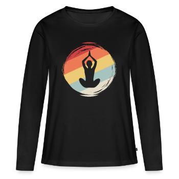 Yoga de relaxation cadeau - T-shirt manches longues Premium bio Femme - noir - Devant - Julia (174cm)
