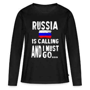 Russie drapeau Moscou - T-shirt manches longues Premium bio Femme - noir - Devant - Julia (174cm)