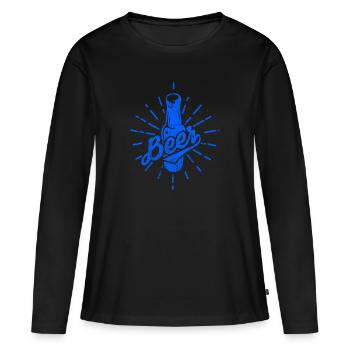 Bière bouteille de bière - T-shirt manches longues Premium bio Femme - noir - Devant - Julia (174cm)