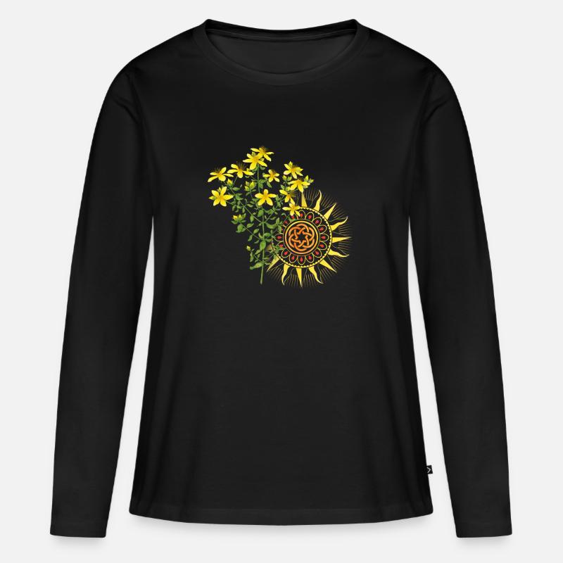 Johanniskraut - Frauen Premium Bio Langarmshirt - Schwarz