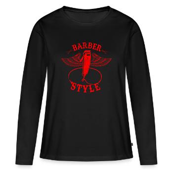 Barbier dire - T-shirt manches longues Premium bio Femme - noir - Devant - Julia (174cm)