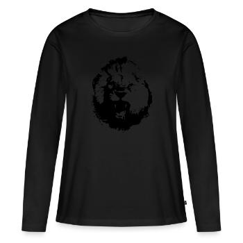 Tête de lion Lion Tête - T-shirt manches longues Premium bio Femme - noir - Devant - Julia (174cm)