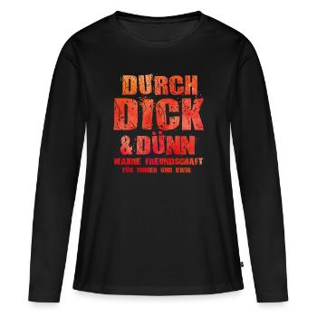 L’amitié - T-shirt manches longues Premium bio Femme - noir - Devant - Julia (174cm)