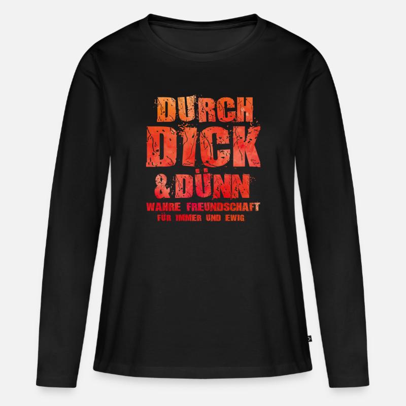 Freundschaft spruch - Frauen Premium Bio Langarmshirt - Schwarz