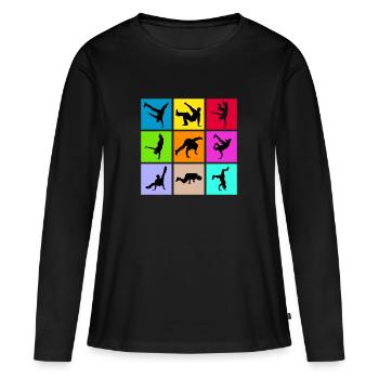 Breakdance - T-shirt manches longues Premium bio Femme - noir - Devant - Julia (174cm)