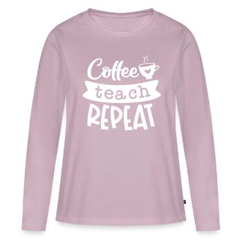 Café Enseigner Répéter - T-shirt manches longues Premium bio Femme - rose poudré - Devant - Julia (174cm)