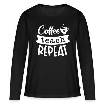 Café Enseigner Répéter - T-shirt manches longues Premium bio Femme - noir - Devant - Julia (174cm)