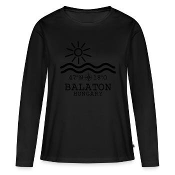 Coordonnées du lac Balaton Lac Balaton en Hongrie - T-shirt manches longues Premium bio Femme - noir - Devant - Julia (174cm)