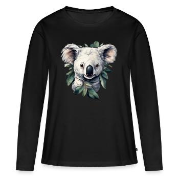 Koala - Frauen Premium Bio Langarmshirt - Schwarz - Vorne - Julia (174cm)