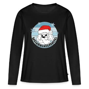 Comicstyle Pudelmotiv - Weihnachten ohne mich - Frauen Premium Bio Langarmshirt - Schwarz - Vorne - Julia (174cm)