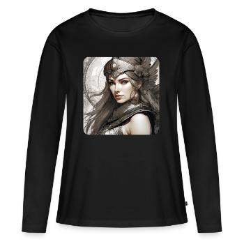 Fantasy Anime Girl Wikinger Germanen Mittelalter - Frauen Premium Bio Langarmshirt - Schwarz - Vorne - Julia (174cm)