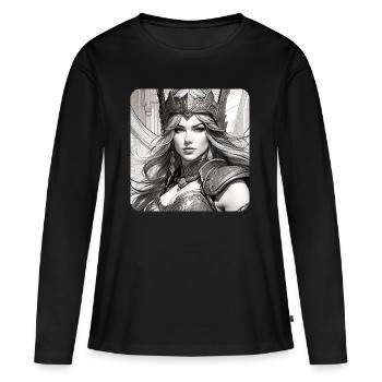 Fantasy Anime Girl Wikinger Germanen Mittelalter - Frauen Premium Bio Langarmshirt - Schwarz - Vorne - Julia (174cm)