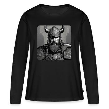 Proud Viking with Horns Helmet Germanic Berserker - Women's Premium Organic Long Sleeve Shirt - black - Front - Julia (174cm)