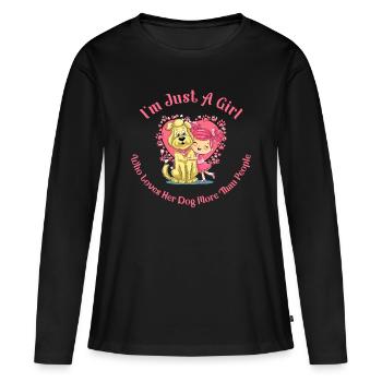 I'm just a girl who loves her dog more than people - Women's Premium Organic Long Sleeve Shirt - black - Front - Julia (174cm)