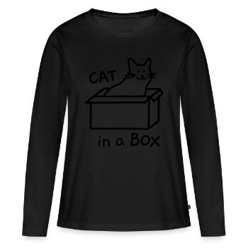 Cat in a box - Women's Premium Organic Long Sleeve Shirt - black - Front - Julia (174cm)