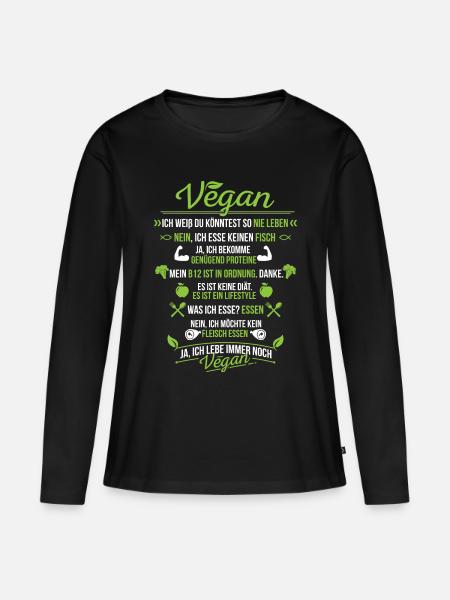 Veganer Veganes Leben - Frauen Premium Bio Langarmshirt - Schwarz