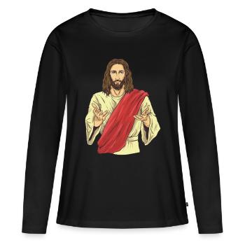 Jésus-Christ | Religion Église foi Dieu Croix - T-shirt manches longues Premium bio Femme - noir - Devant - Julia (174cm)