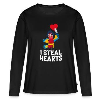 Drôle de Saint Valentin Couple De Pirates Cadeau - T-shirt manches longues Premium bio Femme - noir - Devant - Julia (174cm)