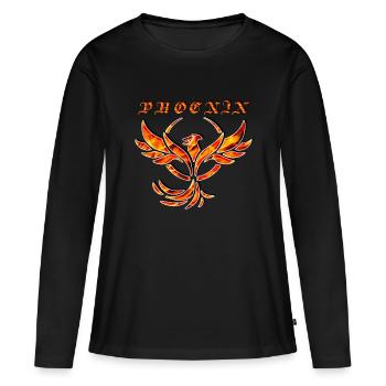 Phoenix flamboyant en flammes - T-shirt manches longues Premium bio Femme - noir - Devant - Julia (174cm)
