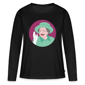 Chemise rétro design de la reine Elizabeth II. - T-shirt manches longues Premium bio Femme - noir - Devant - Julia (174cm)