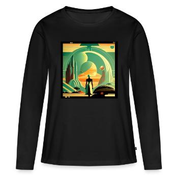Horizonte der Zukunft - Frauen Premium Bio Langarmshirt - Schwarz - Vorne - Julia (174cm)