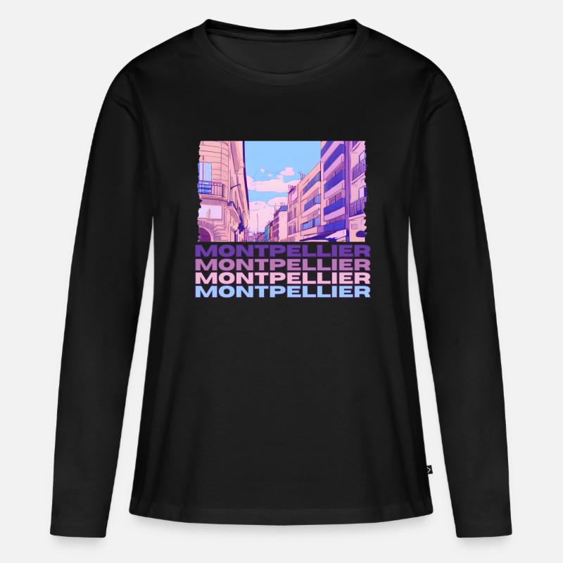 Montpellier - Frauen Premium Bio Langarmshirt - Schwarz