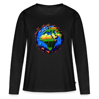 Pixel Earth - T-shirt manches longues Premium bio Femme - noir - Devant - Julia (174cm)