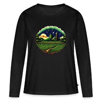 Champ pixelisé - T-shirt manches longues Premium bio Femme - noir - Devant - Julia (174cm)
