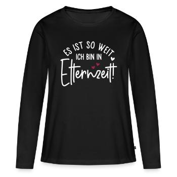 Es ist so weit Ich bin in Elternzeit - Frauen Premium Bio Langarmshirt - Schwarz - Vorne - Julia (174cm)