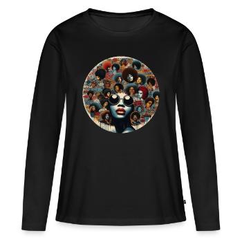 Inspiration im Afro-Stil, urbane Vielfalt - Frauen Premium Bio Langarmshirt - Schwarz - Vorne - Julia (174cm)