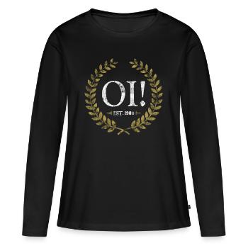 1980 ska oi! skinhead - T-shirt manches longues Premium bio Femme - noir - Devant - Julia (174cm)