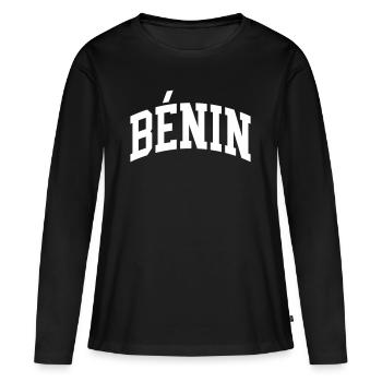 Bénin - T-shirt manches longues Premium bio Femme - noir - Devant - Julia (174cm)