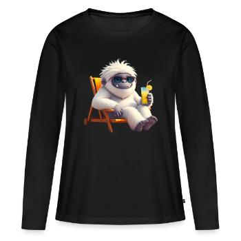 Yeti Monster dans une chaise longue - T-shirt manches longues Premium bio Femme - noir - Devant - Julia (174cm)